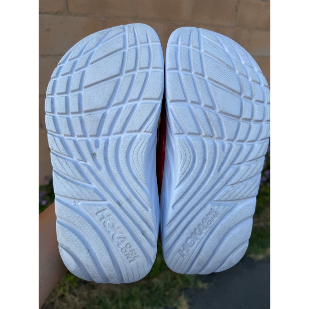 HOKA Ora Recovery Slide Swirl 3 Men's 9 Women's 11 Red Yellow Marble Sandals - Picture 3 of 9